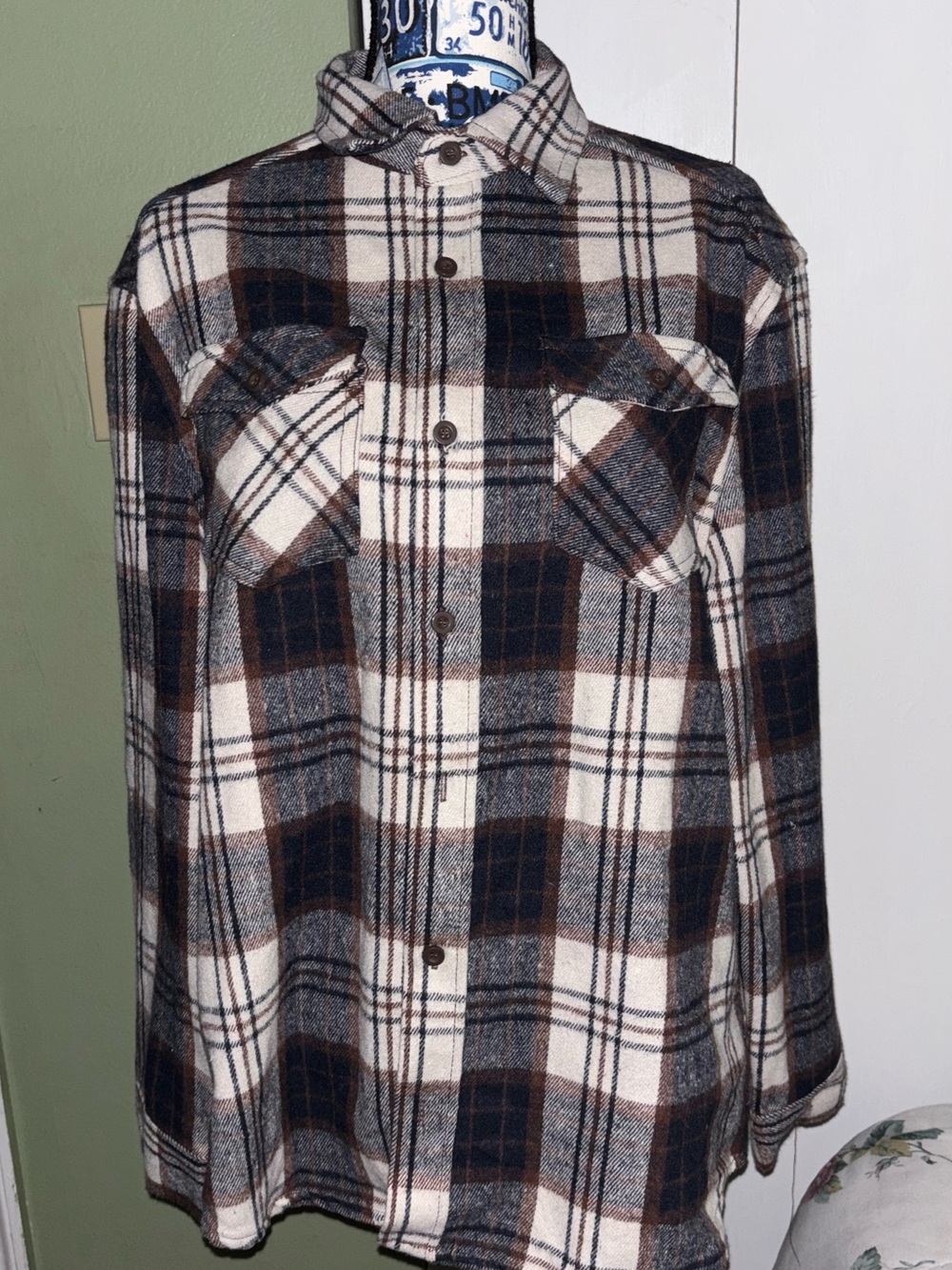 Plaid Button-Front Jean Shacket